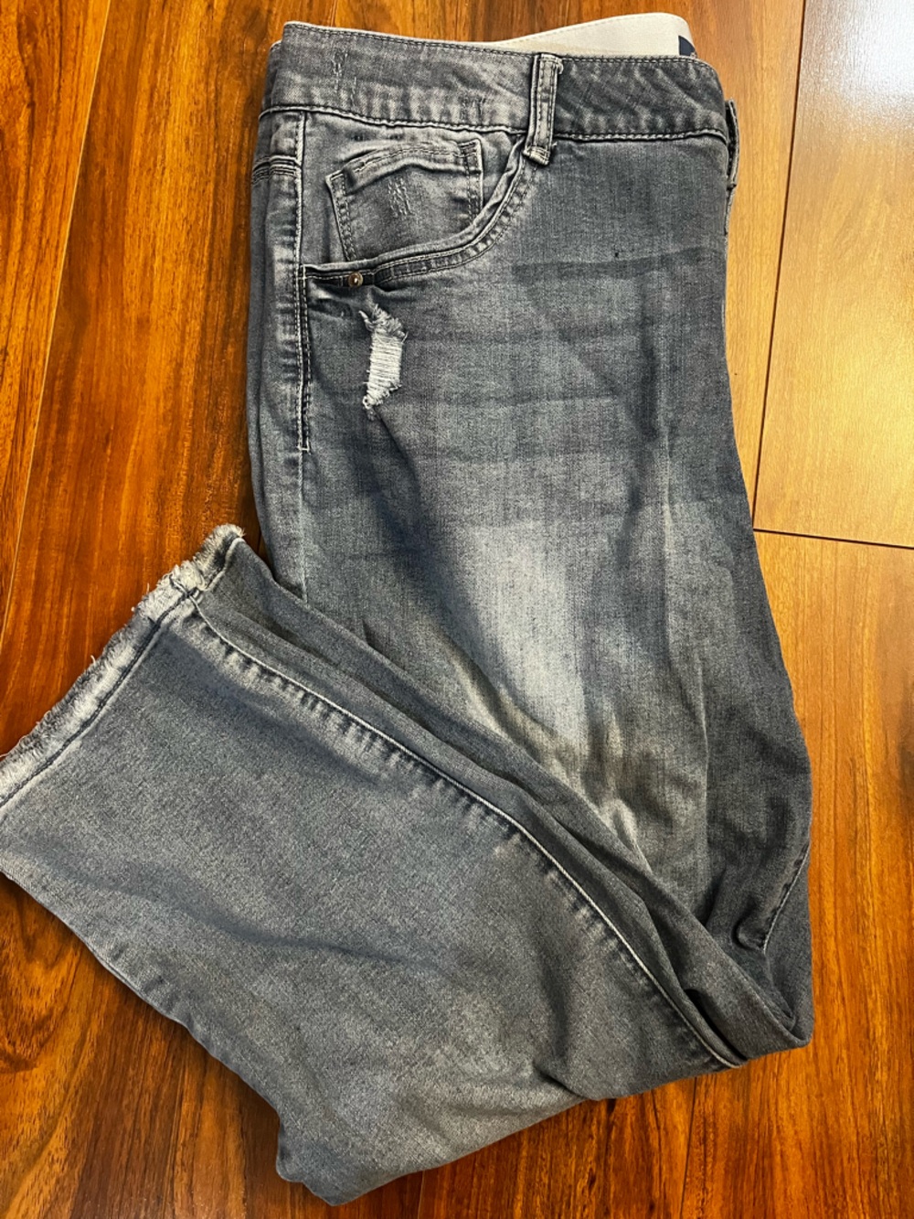 Democracy “Ab”Solution High Rise Slim Straight Frayed Edge Cropped Jeans - Plus